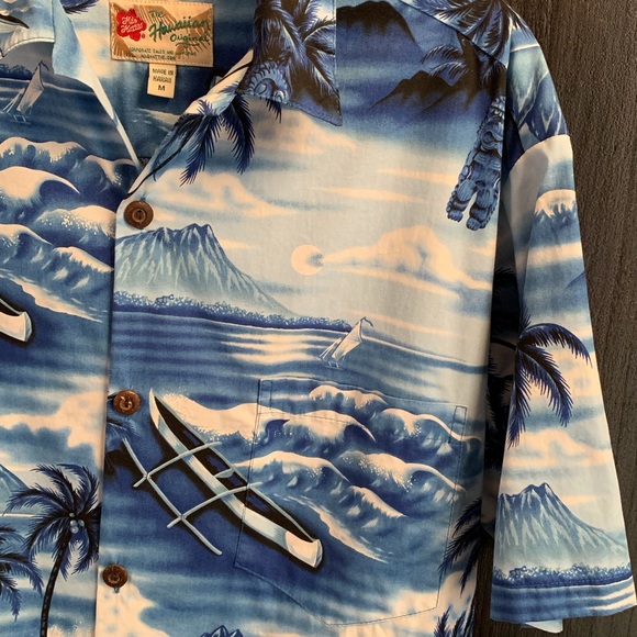 🌴 Men’s Hawaiian Shirt Tikis Canoes Rayon 🌴 - Picture 5 of 8